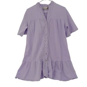 Sea Spice Womens Medium Purple Peruvian Cotton Tiered Button Front Tunic Top